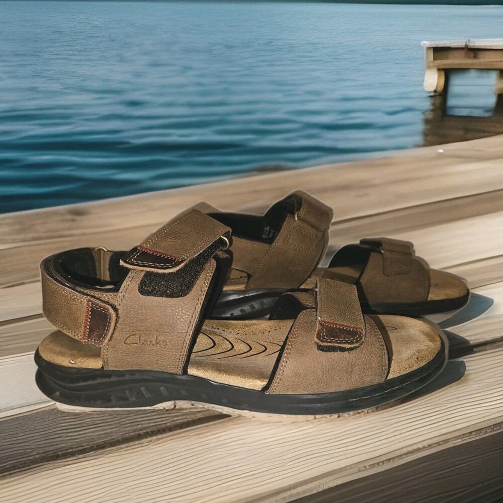 Clarks Collection Mens Size 13 Leather Hapsford Creek Sandals